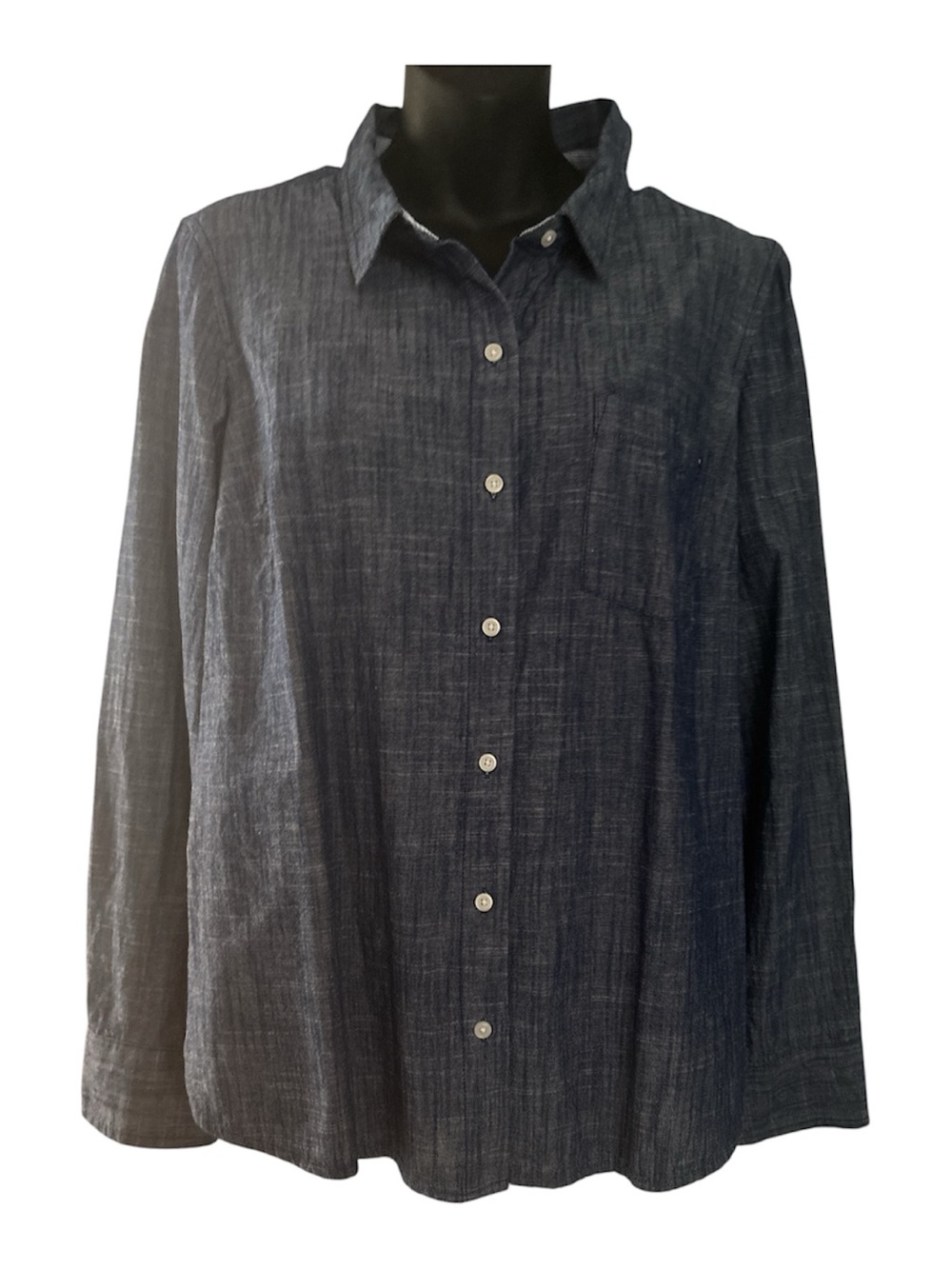 Tommy Hilfiger Dark Indigo Blue Textured Cotton Button-Up Shirt Size L